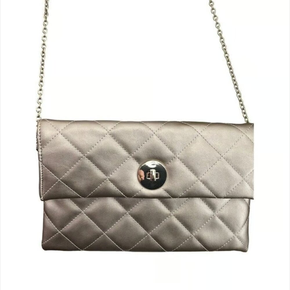 EUC 💥 KELLY & KATIE GOLD LAME QUILTED CROSSBODY BAG ~ LOVELY